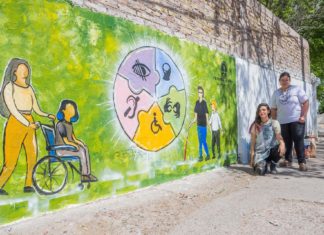 San Martín pinta mural para incluir a personas con discapacidad