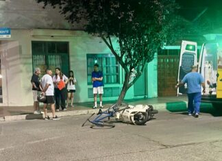 San Martín: Un motociclista y un ciclista colisionaron en pleno centro